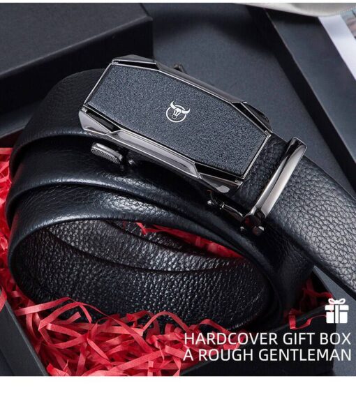 BULLCAPTAIN Belt for Men Genuine Leather Belt with Automatic Buckle Elegant Gift Box - Image 9