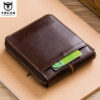 Bullcaptain Men Retro Minimalist RFID Cowhide 13 Card Slots Short Zipper Wallet - Image 15