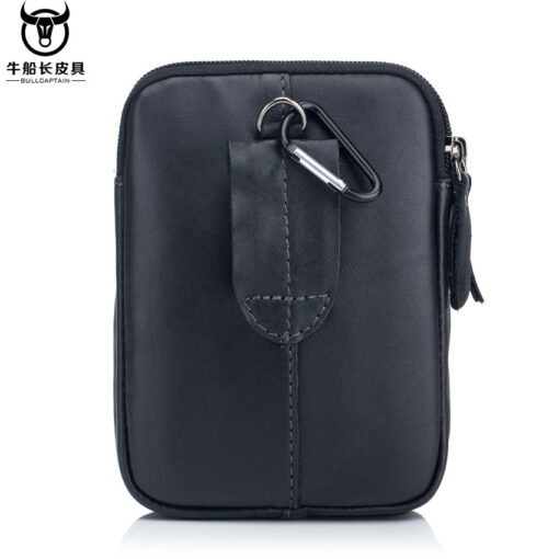 Bull Captain Men Waist packs Genuine Leather Cell Phone belt Waist Bag - Image 4