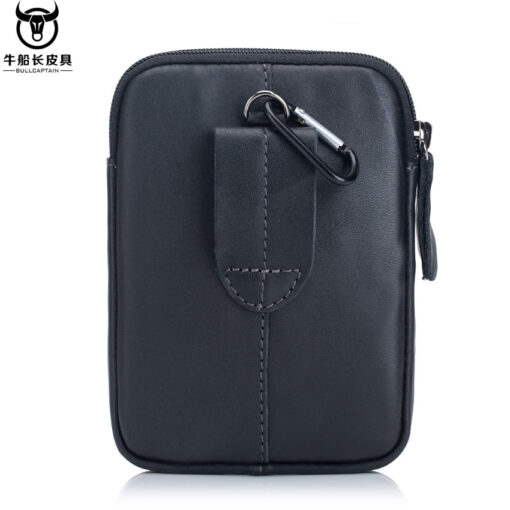 Bull Captain Men Waist packs Genuine Leather Cell Phone belt Waist Bag - Image 6