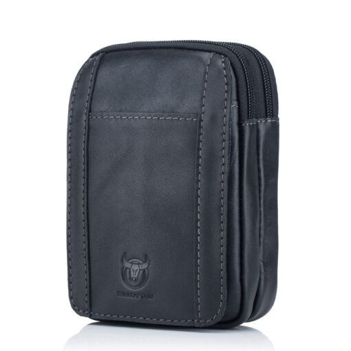 Bull Captain Men Waist packs Genuine Leather Cell Phone belt Waist Bag