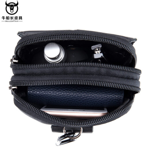 Bull Captain Men Waist packs Genuine Leather Cell Phone belt Waist Bag - Image 7