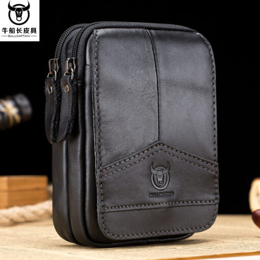 Bull Captain Men Waist packs Genuine Leather Cell Phone belt Waist Bag - Image 8