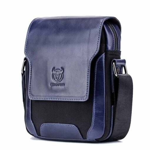 Bullcaptain Men Genuine Leather Bag Patchwork Cowhide Crossbody Bag - Image 2