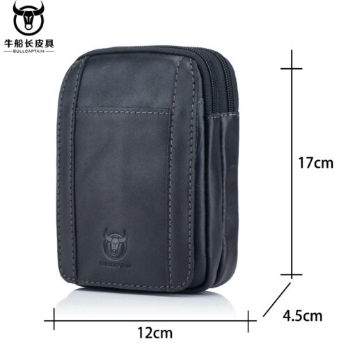 Bull Captain Men Waist packs Genuine Leather Cell Phone belt Waist Bag - Image 11