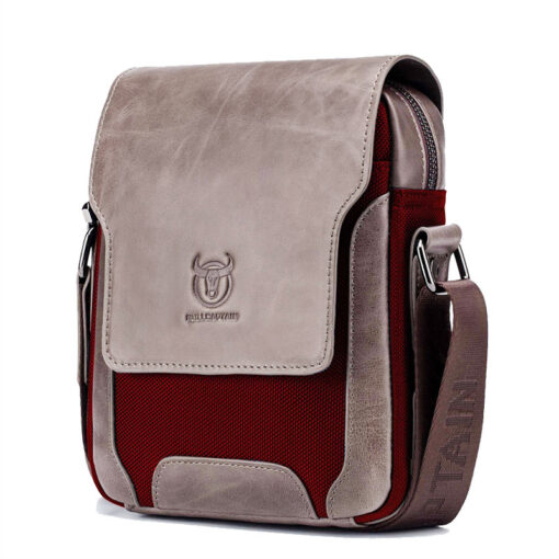 Bullcaptain Men Genuine Leather Bag Patchwork Cowhide Crossbody Bag - Image 3