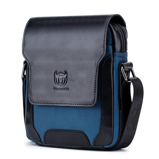 Bullcaptain Men Genuine Leather Bag Patchwork Cowhide Crossbody Bag - Image 4