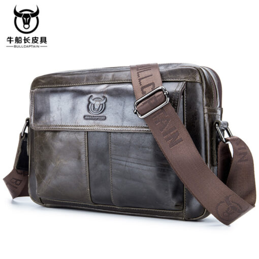Bullcaptain Wax Oil Cow Leather Retro Business Briefcase Crossbody Shoulder Bag - Image 2