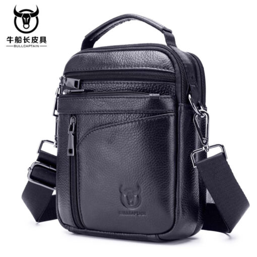 Bull Captain Leather Men Shoulder Crossbody Bag Travel Handbag - Image 3