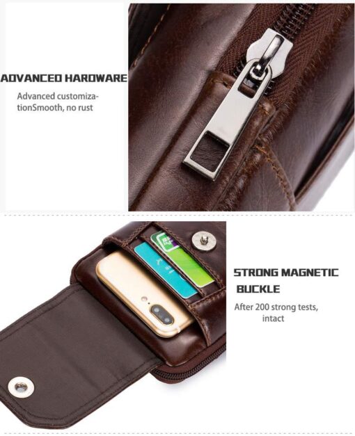 Bull Captain Men Waist Packs Phone Pouch Bags Small Waist Bag - Image 9