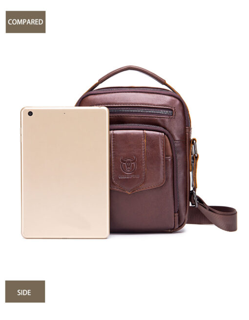 BULLCAPTAIN Genuine Leather Messenger Bag Small Crossbody Bag Handbag - Image 3
