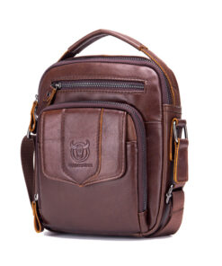 BULLCAPTAIN Genuine Leather Messenger Bag Small Crossbody Bag Handbag