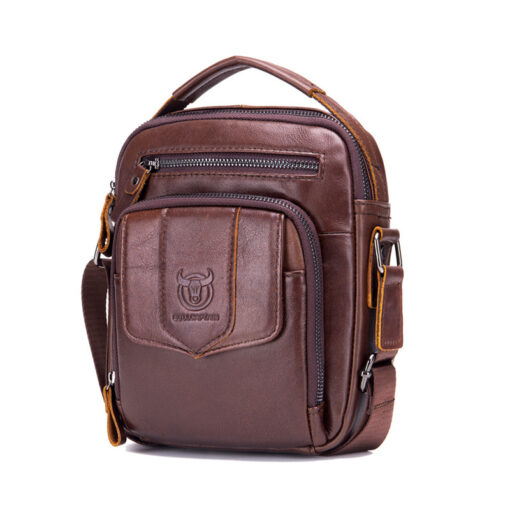 BULLCAPTAIN Genuine Leather Messenger Bag Small Crossbody Bag Handbag