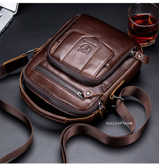 BULLCAPTAIN Genuine Leather Messenger Bag Small Crossbody Bag Handbag - Image 11