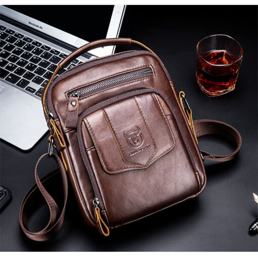 BULLCAPTAIN Genuine Leather Messenger Bag Small Crossbody Bag Handbag - Image 13
