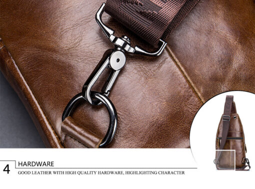 Bullcaptain Genuine Leather Business Casual Chest Bag Crossbody Bag - Image 4