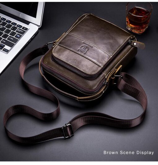Bull captain Men's Leather Shoulder Crossbody Bag Fashion Casual Handbag - Image 3