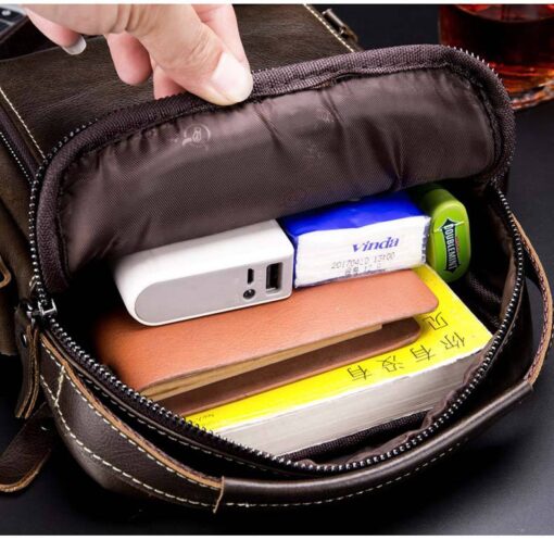 Bull captain Men's Leather Shoulder Crossbody Bag Fashion Casual Handbag - Image 4
