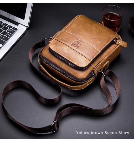 Bull captain Men's Leather Shoulder Crossbody Bag Fashion Casual Handbag - Image 6