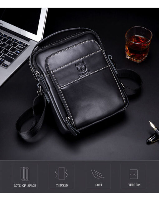 Bull captain Men's Leather Shoulder Crossbody Bag Fashion Casual Handbag - Image 7