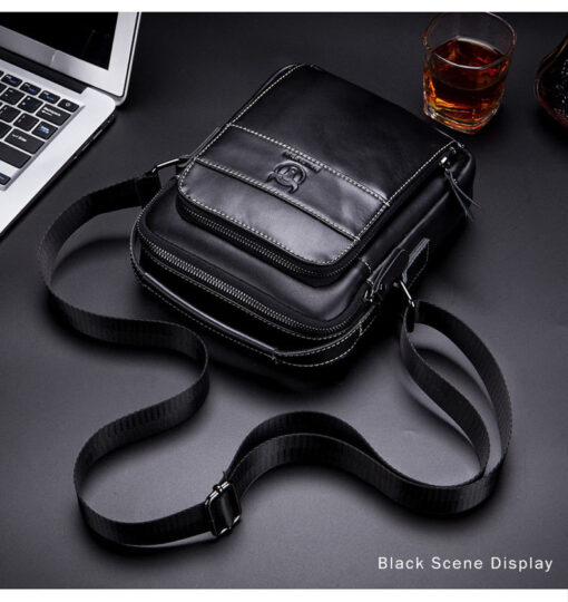 Bull captain Men's Leather Shoulder Crossbody Bag Fashion Casual Handbag - Image 8