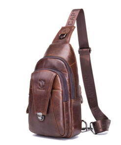 Bullcaptain Genuine Leather Bag Vintage Sling Bag Chest Bag for Men