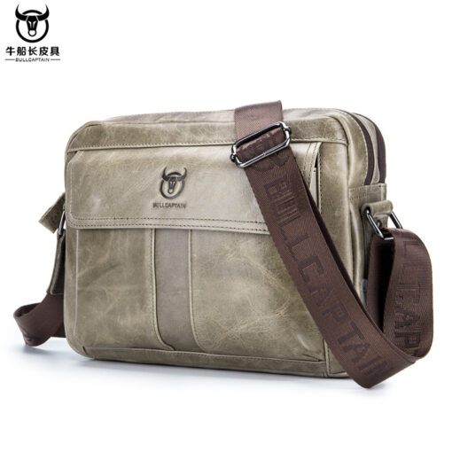 Bullcaptain Wax Oil Cow Leather Retro Business Briefcase Crossbody Shoulder Bag - Image 3