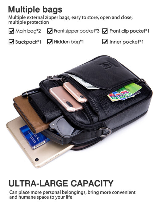 Bull Captain Leather Men Shoulder Crossbody Bag Travel Handbag - Image 7