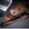 Bullcaptain Genuine Leather Business Casual Chest Bag Crossbody Bag - Image 7