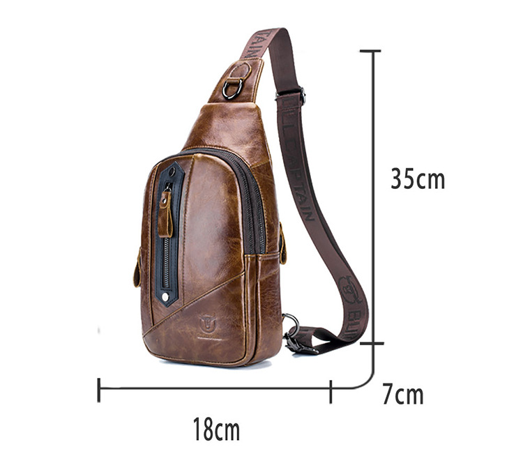 Bullcaptain Genuine Leather Business Casual Chest Bag Crossbody Bag ...