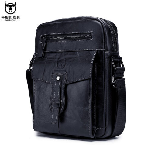 Bullcaptain Men Fashion Phone Bag Genuine Leather Solid Crossbody Bag Outdoor Daily Bag - Image 2