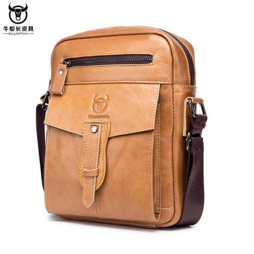 Bullcaptain Men Fashion Phone Bag Genuine Leather Solid Crossbody Bag Outdoor Daily Bag - Image 3