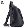BULLCAPTAIN Leather Men Sling Chest Bag Travel Crossbody Backpack - Image 2