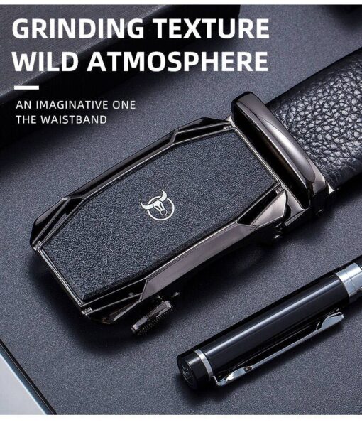 BULLCAPTAIN Belt for Men Genuine Leather Belt with Automatic Buckle Elegant Gift Box - Image 2