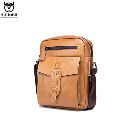 Bullcaptain Men Fashion Phone Bag Genuine Leather Solid Crossbody Bag Outdoor Daily Bag - Image 5