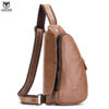BULLCAPTAIN Leather Men Sling Chest Bag Travel Crossbody Backpack - Image 5