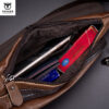 BULLCAPTAIN Leather Men Sling Chest Bag Travel Crossbody Backpack - Image 6
