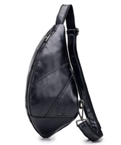 BULLCAPTAIN Leather Men Sling Chest Bag Travel Crossbody Backpack