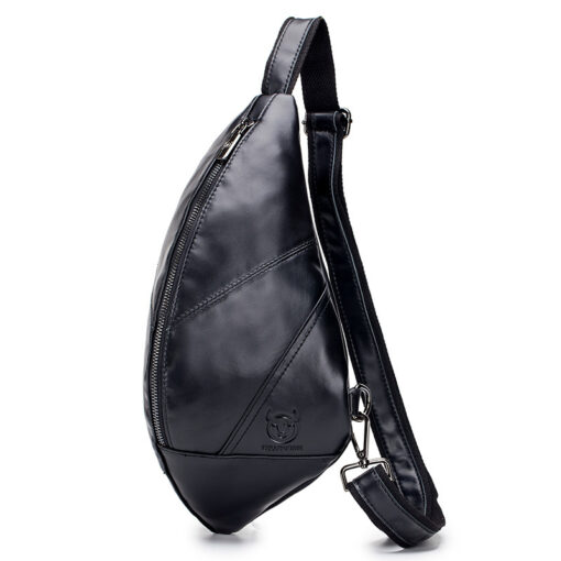 BULLCAPTAIN Leather Men Sling Chest Bag Travel Crossbody Backpack