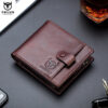 Bullcaptain Men Cowhide Retro 10 Card Photo Slots Zipper Coin Bag Long Purse Short Wallet QB038 side - Image 5