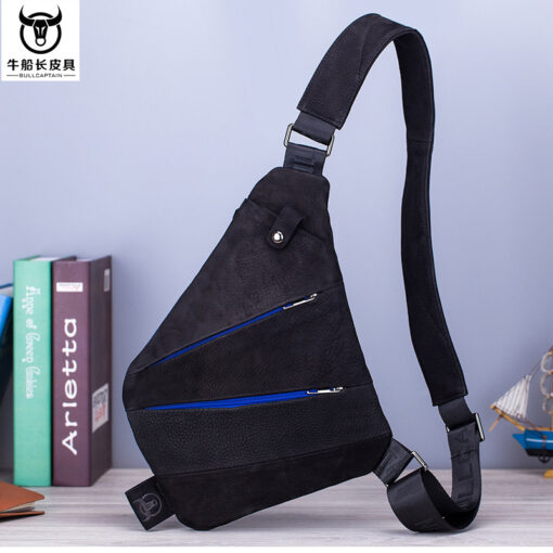 Bull Captain Cowhide Leather Sling Backpack for Men Chest Bag Crossbody - Image 5