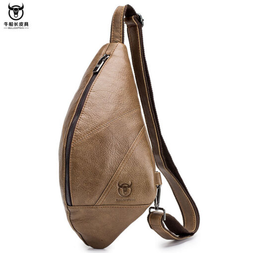 BULLCAPTAIN Leather Men Sling Chest Bag Travel Crossbody Backpack - Image 4