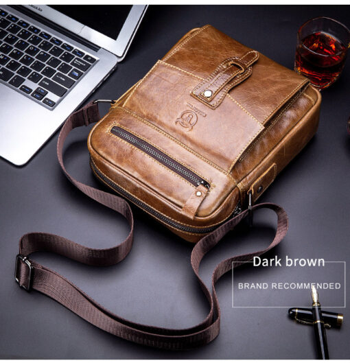 Bullcaptain Men Fashion Phone Bag Genuine Leather Solid Crossbody Bag Outdoor Daily Bag - Image 9