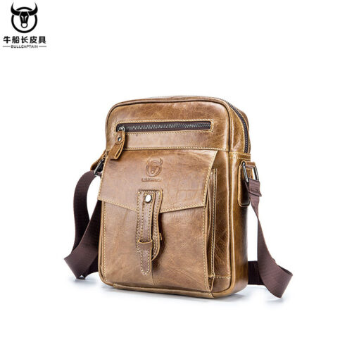 Bullcaptain Men Fashion Phone Bag Genuine Leather Solid Crossbody Bag Outdoor Daily Bag - Image 6