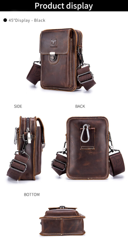 Bull Captain leather Men's Small Chest Shoulder Belt Bag Back Pack - Image 5