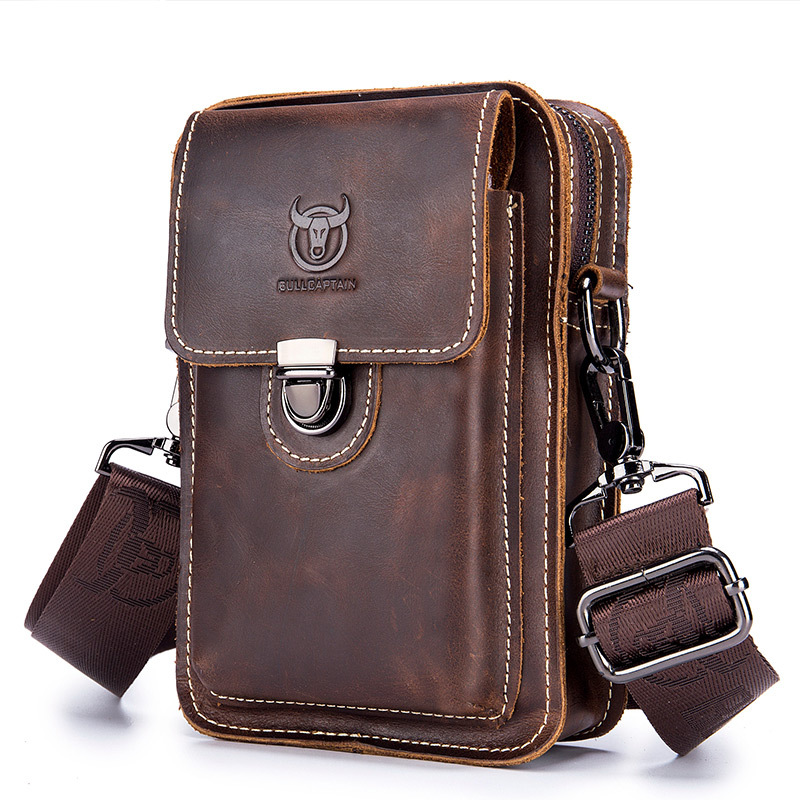 Bull Captain leather Men’s Small Chest Shoulder Belt Bag Back Pack ...