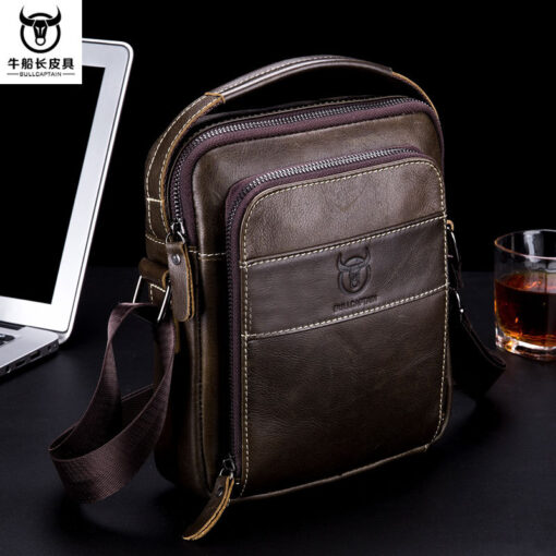 Bull captain Men's Leather Shoulder Crossbody Bag Fashion Casual Handbag - Image 11