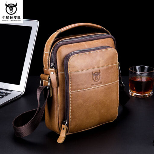 Bull captain Men's Leather Shoulder Crossbody Bag Fashion Casual Handbag - Image 13