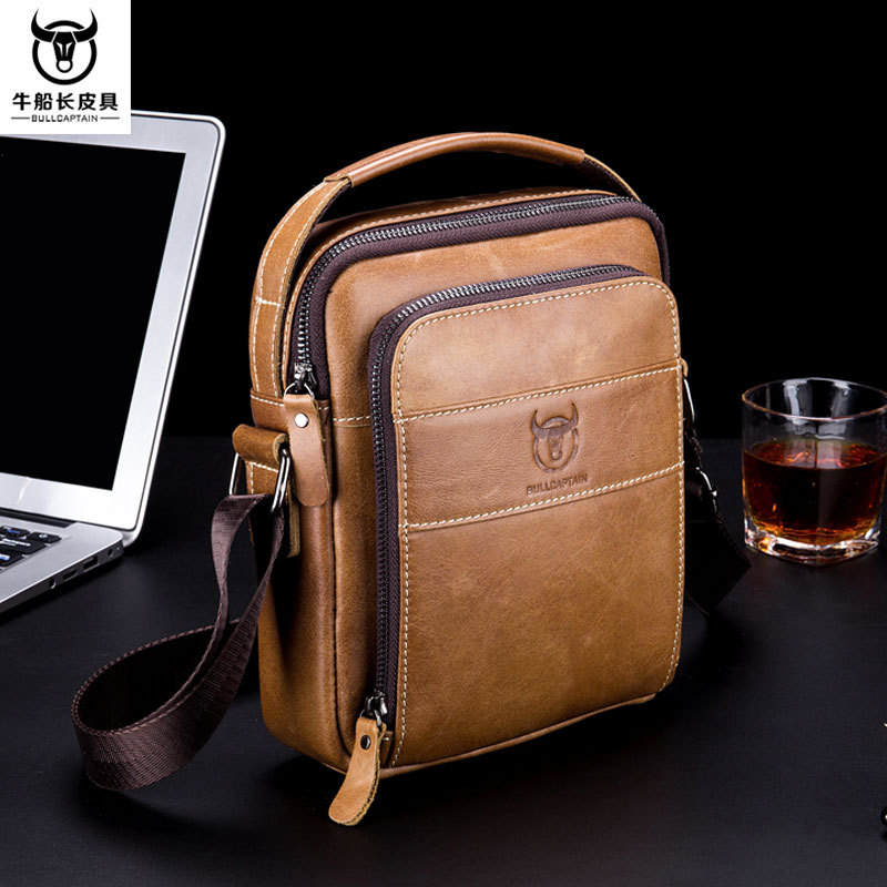 Bull captain Men’s Leather Shoulder Crossbody Bag Fashion Casual ...