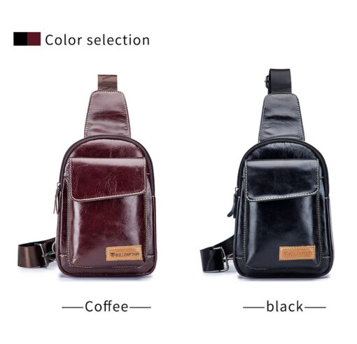 Bull Captain Genuine Leather Men Sling Chest Bag Crossbody Bags - Image 2